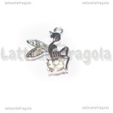 Ciondolo Fata in metallo argentato con strass 23x21mm