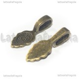 Portapendente Foglia da incollare in metallo color bronzo 26x9mm