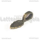 Portapendente Foglia da incollare in metallo color bronzo 26x9mm