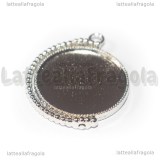 Ciondolo Base Cammeo Rotante da 25mm in metallo argentato
