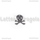 Charm Teschio con ossa in Acciaio Inox 15x12mm