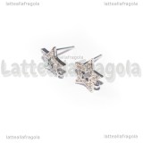 Perni Stelle in Ottone argentato e Cubic Zirconia 10.5x10mm