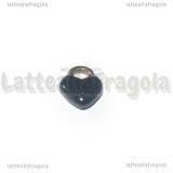 Charm Cuore in Acciaio Inox Dorato smaltato Nero 11x9.5mm