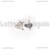 Perni Cuori in Ottone argentato e Cubic Zirconia 10x9mm