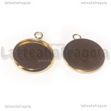 Base tonda in acciaio gold plated per cammeo 16mm