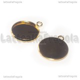 Base tonda in acciaio gold plated per cammeo 16mm