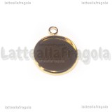Base tonda in acciaio gold plated per cammeo 16mm