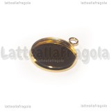 Base tonda in acciaio gold plated per cammeo 16mm