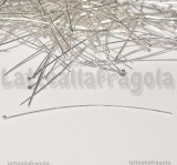 50 Chiodi o Spilli con Pallina in Rame Silver Plated 70x0.6mm
