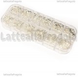 Scatola 1000 anellini apribili n metallo silver plated misure 4-10mm