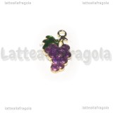 Charm Uva in metallo dorato smaltato 17x10mm