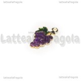 Charm Uva in metallo dorato smaltato 17x10mm