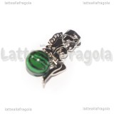 Ciondolo Fatina su Pasta di Malachite 3D in ottone argentato 25x12mm