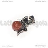 Ciondolo Fatina e Pietra del Sole 3D in ottone argentato 25x12mm