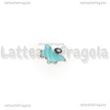 Ciondolo Farfalla in Acciaio Inox smaltato Azzurro 9x7.5mm