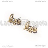 Orecchini a perno Love in metallo gold plated 13x9mm