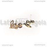 Orecchini a perno Love in metallo gold plated 13x9mm