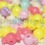 30 Caramelle in acrilico colorato con foro passante 14.5x8mm