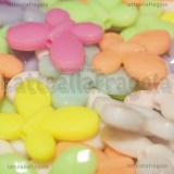 25 Farfalle in acrilico sfaccettato colorato foro passante 17x13mm