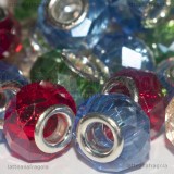 5 Perle in vetro sfaccettato colorato AB foro largo 14x9mm