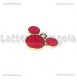 Ciondolo Topolino in metallo dorato smaltato rosso 19x15mm