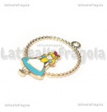 Ciondolo Alice nel Paese delle Meraviglie in metallo dorato smaltato 31x22mm