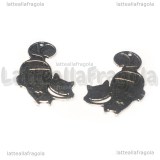 Ciondolo Stregatto in metallo argento antico 29x17mm