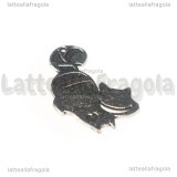 Ciondolo Stregatto in metallo argento antico 29x17mm