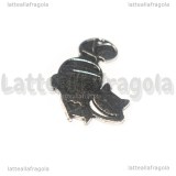 Ciondolo Stregatto in metallo argento antico 29x17mm