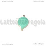 Charm Palloncino in rame dorato smaltato Azzurro 17x10mm