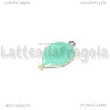 Charm Palloncino in rame dorato smaltato Azzurro 17x10mm