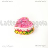 Torta Cuore Happy rosa in acrilico 19x17mm