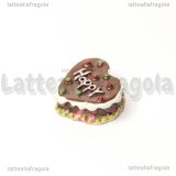 Torta Cuore Happy cioccolato in acrilico 19x17mm