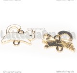 Connettore Gatto in metallo dorato smaltato Bianco 22x16mm