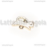 Connettore Gatto in metallo dorato smaltato Bianco 22x16mm