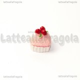 Cupcake 3D cuore fragola in acrilico 15x13x15mm