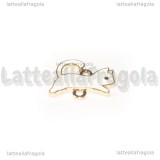 Connettore Gatto in metallo dorato smaltato Bianco 22x16mm