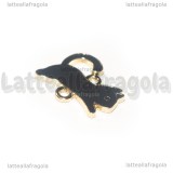 Connettore Gatto in metallo dorato smaltato Nero 22x16mm