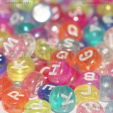 350 perle a gettone con lettere in acrilico colorato AB 7x3mm