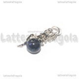 Ciondolo Fatina su Avventurina Blu 3D in ottone argentato 25x12mm