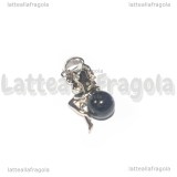 Ciondolo Fatina su Avventurina Blu 3D in ottone argentato 25x12mm