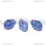 3 Gocce in Vetro sfaccettato Azzurro Fantasia Schizzi 11x8mm