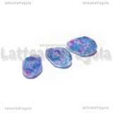 3 Gocce in Vetro sfaccettato Azzurro Fantasia Schizzi 11x8mm