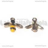 Ciondolo Ape in metallo smaltato con strass 16.5x15mm