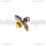 Ciondolo Ape in metallo dorato smaltato con strass 16.5x15mm