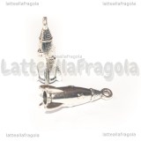 Ciondolo Razzo 3D in metallo argento antico 24x10mm
