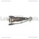 Ciondolo Razzo 3D in metallo argento antico 24x10mm