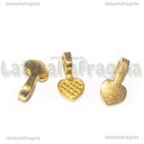 Portapendente da incollare Cuore in metallo gold plated 16x8mm