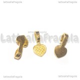 Portapendente da incollare Cuore in metallo gold plated 16x8mm