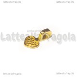 Portapendente da incollare Cuore in metallo gold plated 16x8mm